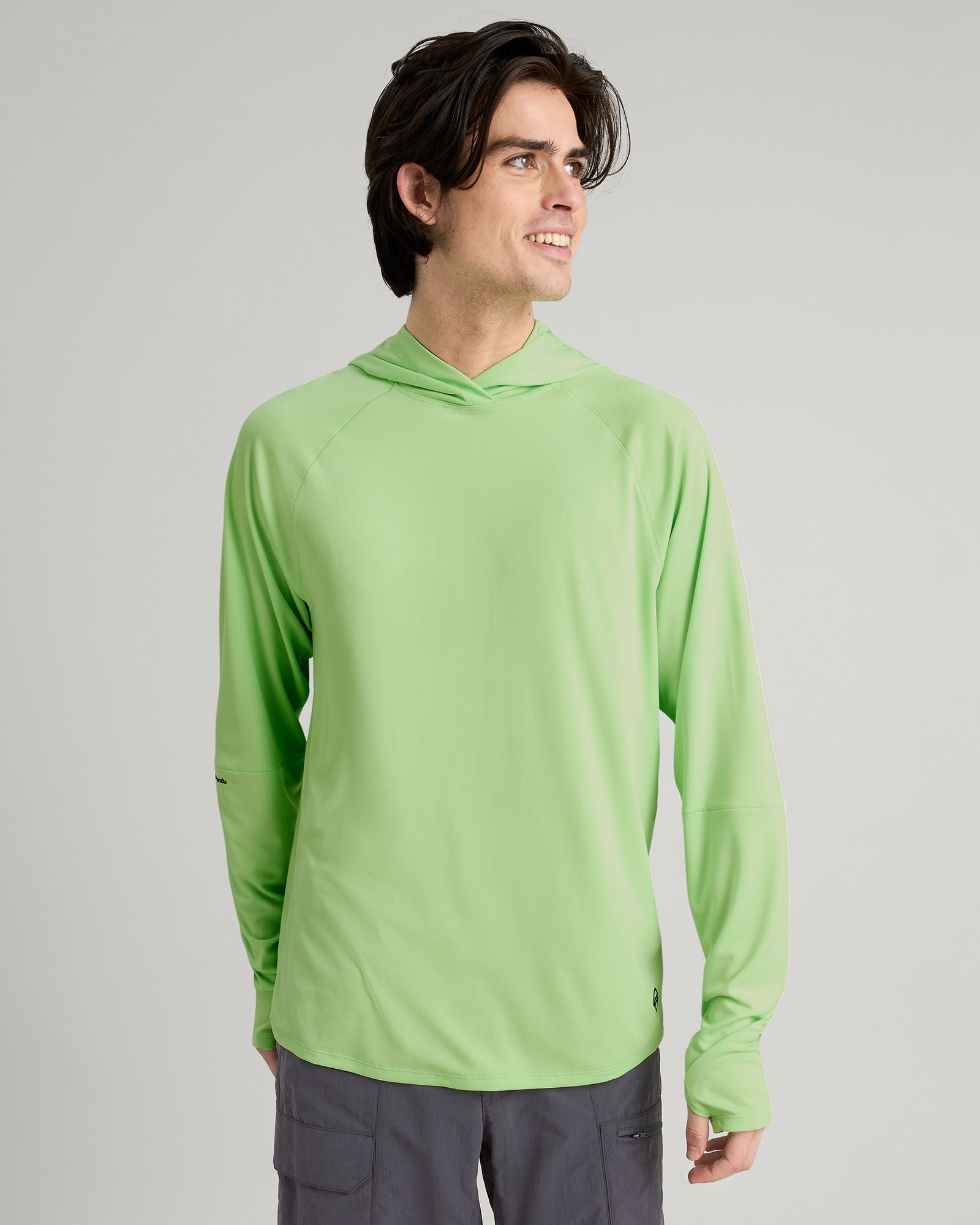 Haut à capuche SUN-Stopper pour homme - Vert Glowy