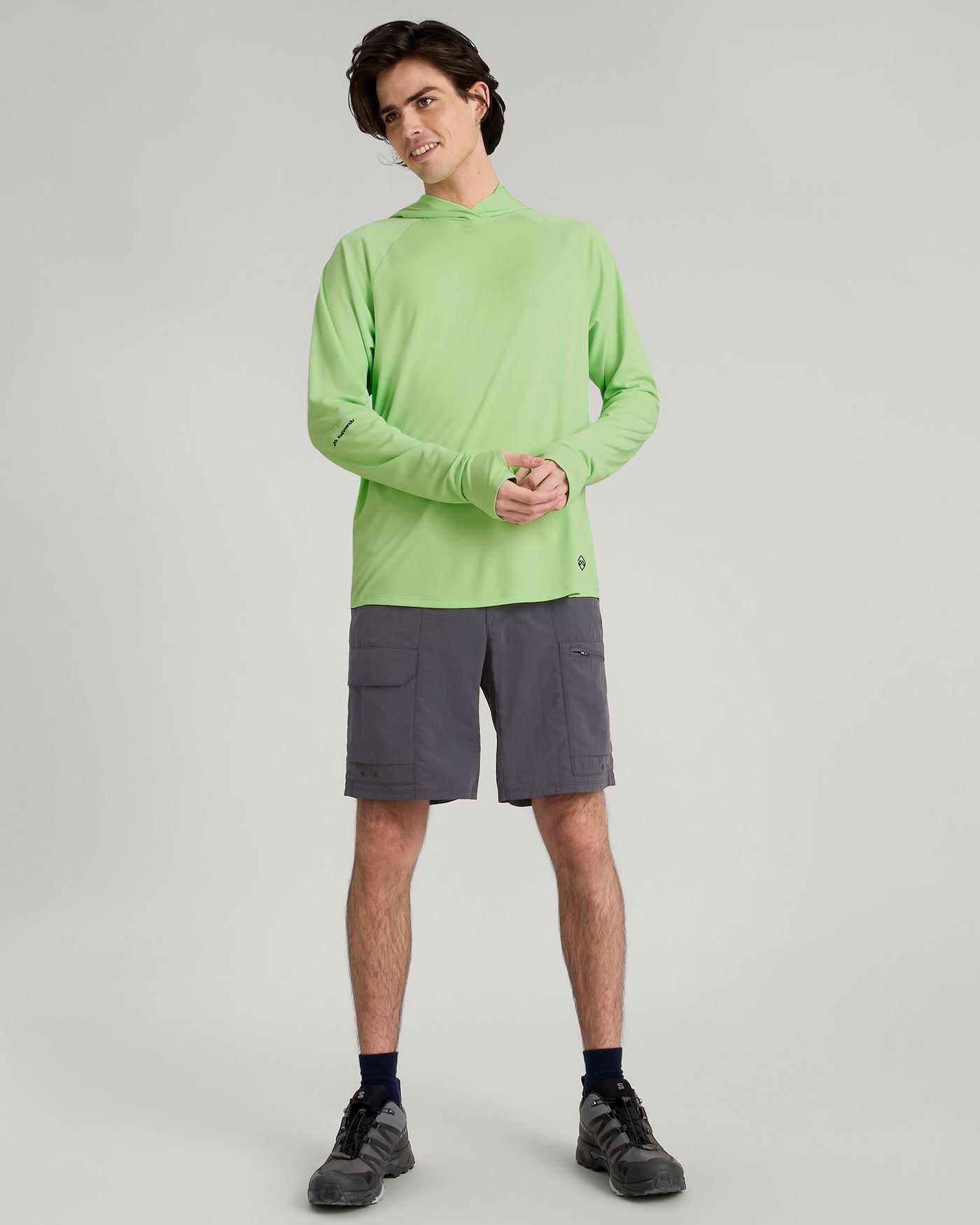Haut à capuche SUN-Stopper pour homme - Vert Glowy