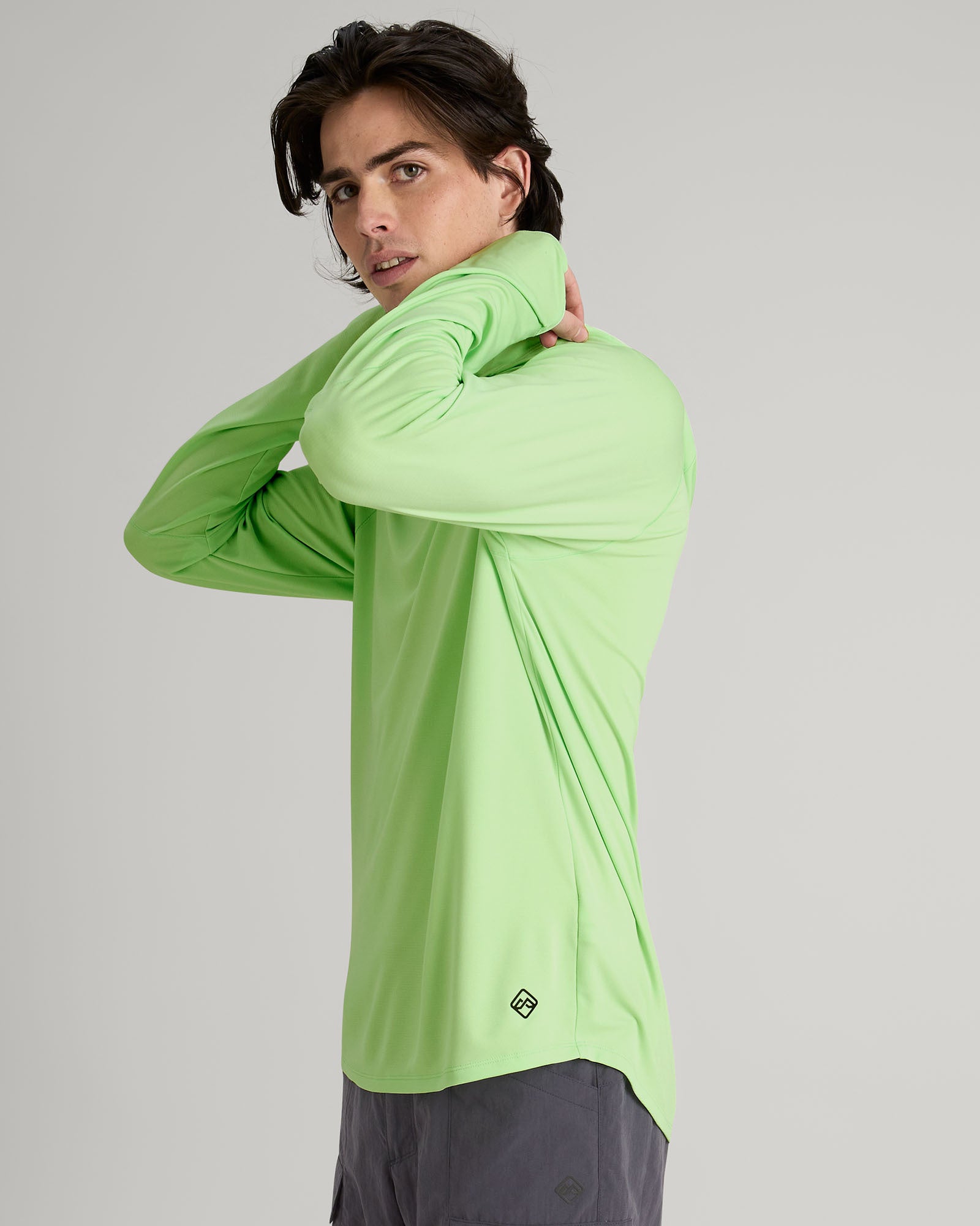 Haut à capuche SUN-Stopper pour homme - Vert Glowy