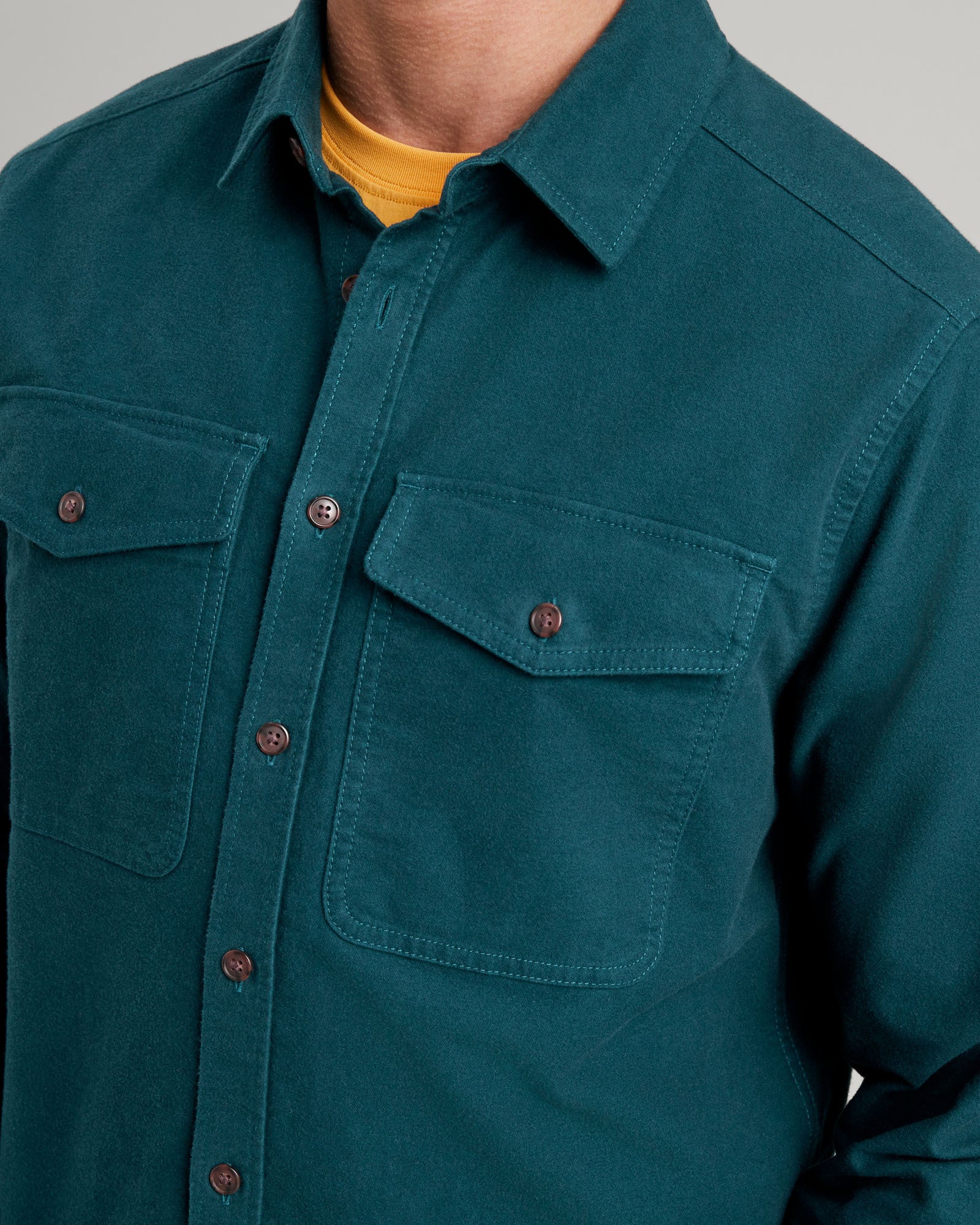 Chemise à manches longues Huntly Moleskin pour homme - Bleu Lagon profond