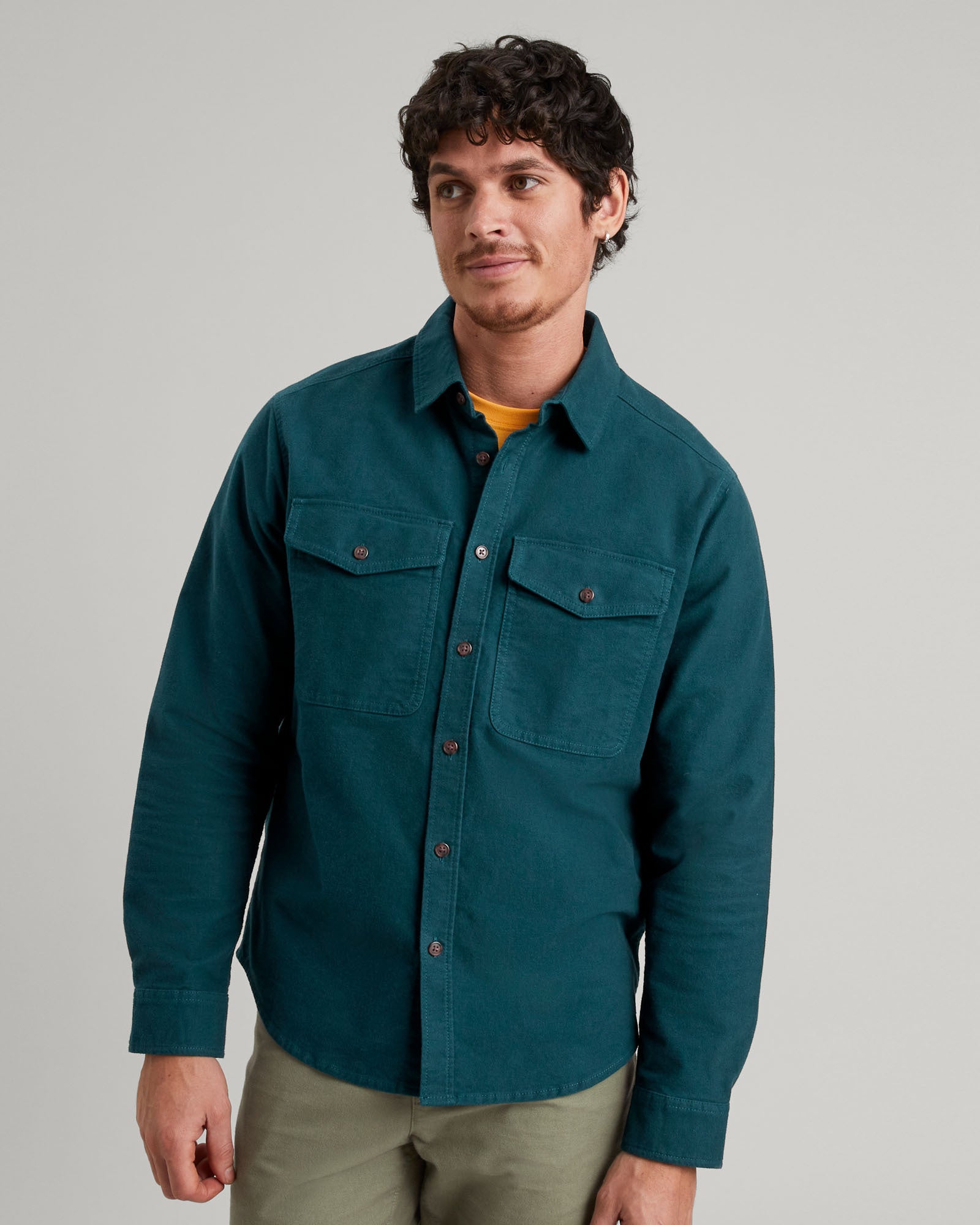 Chemise à manches longues Huntly Moleskin pour homme - Bleu Lagon profond