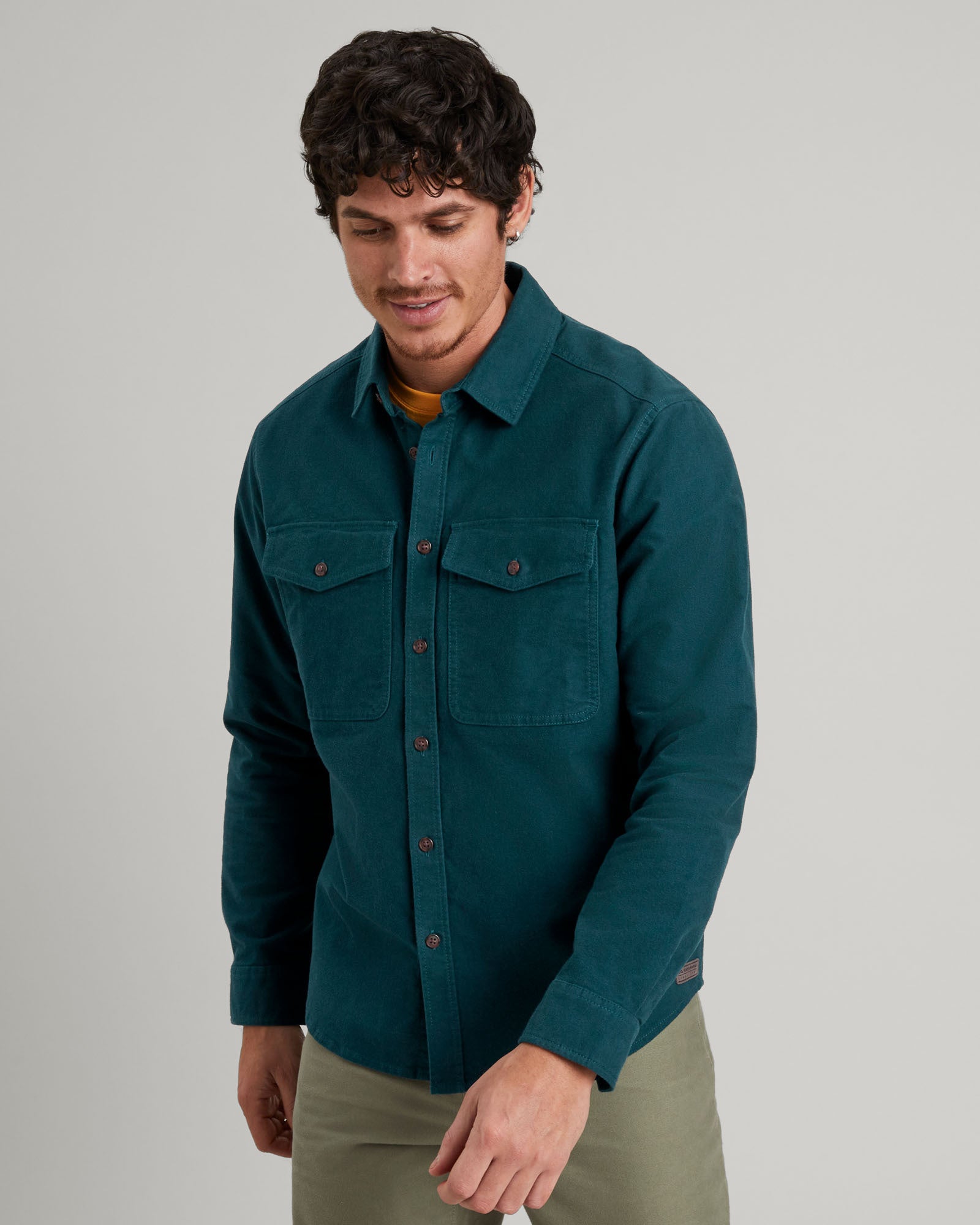 Chemise à manches longues Huntly Moleskin pour homme - Bleu Lagon profond