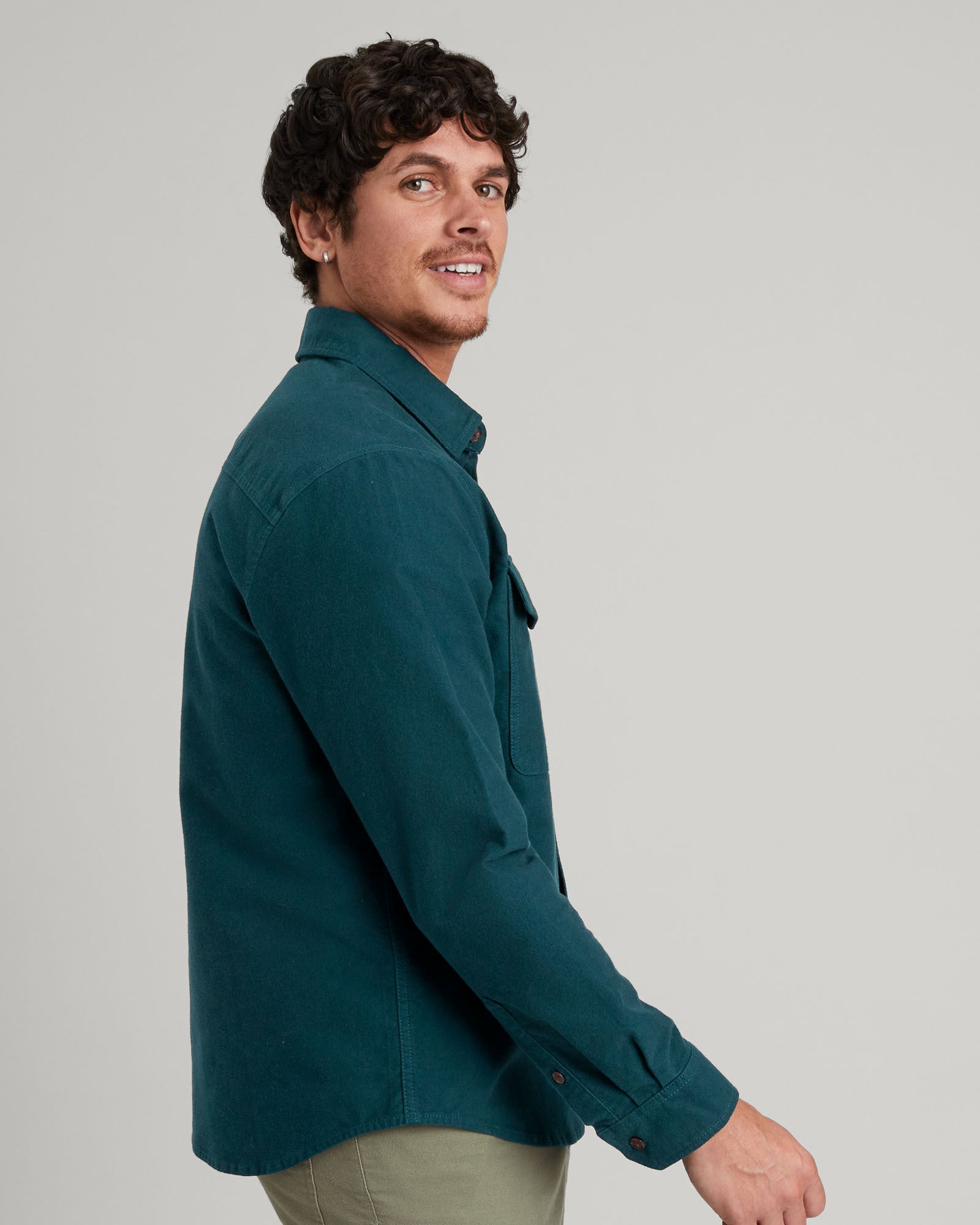 Chemise à manches longues Huntly Moleskin pour homme - Bleu Lagon profond