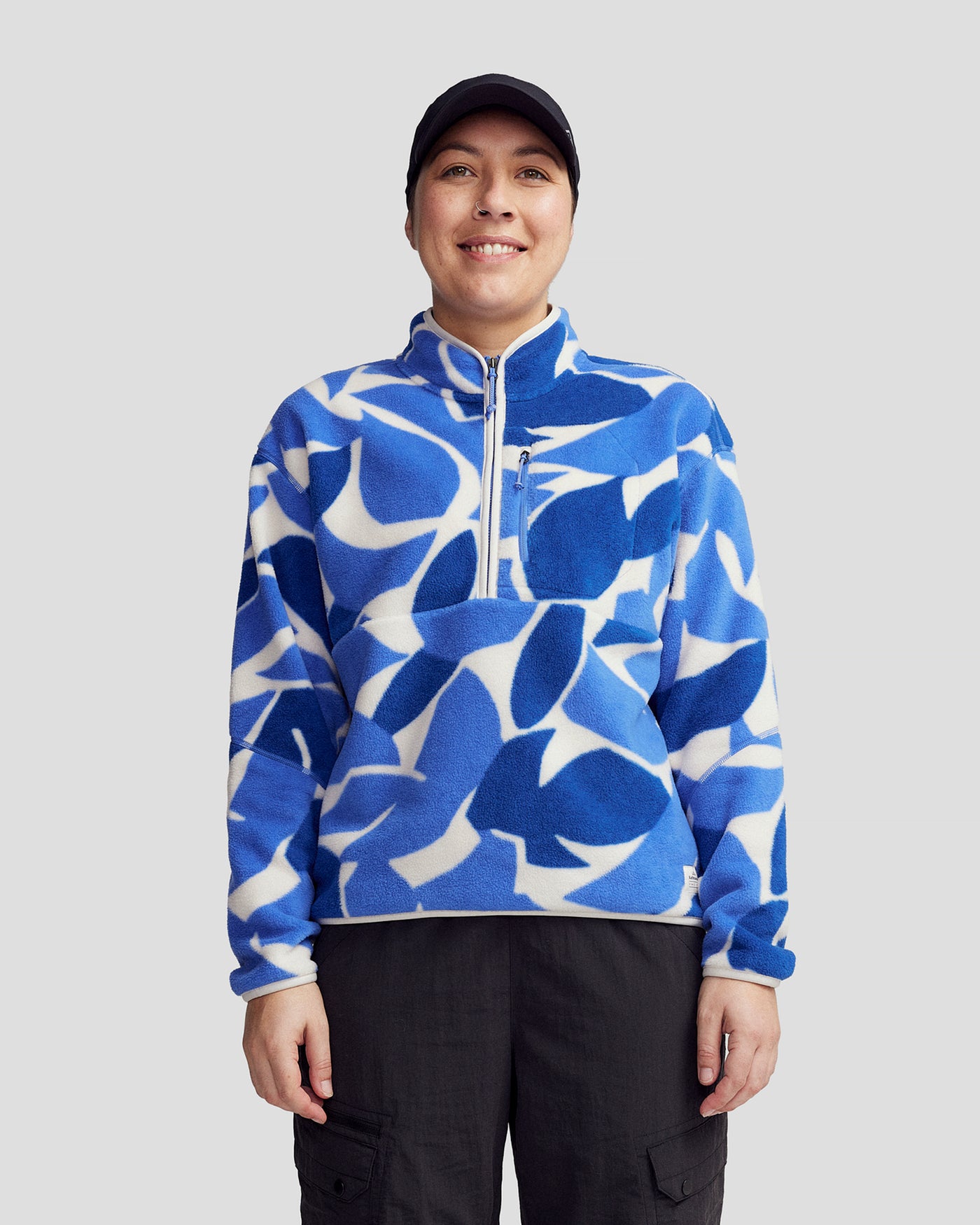 Trailhead Fleecepullover 1/4 Zip für Damen – Dark Peri Forest Floor Print